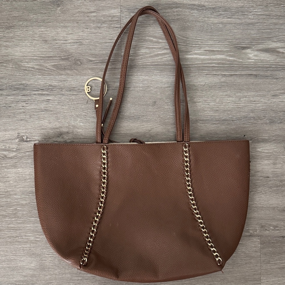 BCBG Brown Tote Bag with Gold Accents - Picture 2 of 11